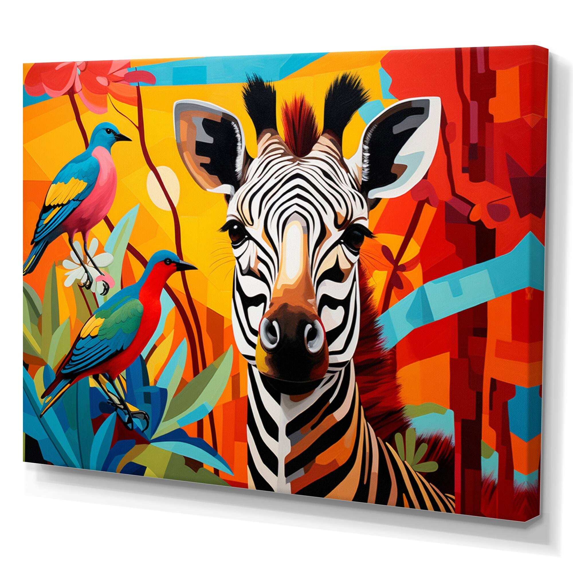 Designart "Pop Art Wildlife Zebra" Animals Canvas Art Print Bed Bath